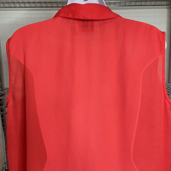 La‎ Palapa Women's Red Sheer Sleeveless Blouse Size M Long Flowy Beachy Resort - Picture 11 of 11